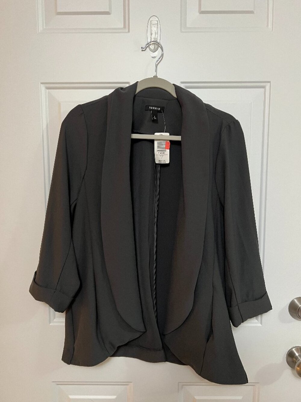 Torrid Grey Crepe Boyfriend Blazer Size 1 14/16 NWT